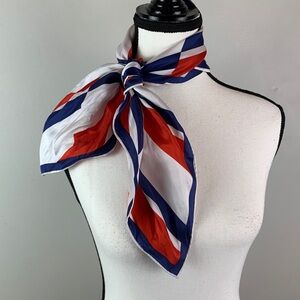 Vintage 70s Auteuil Fabrics Geometric Red and Blue Scarf